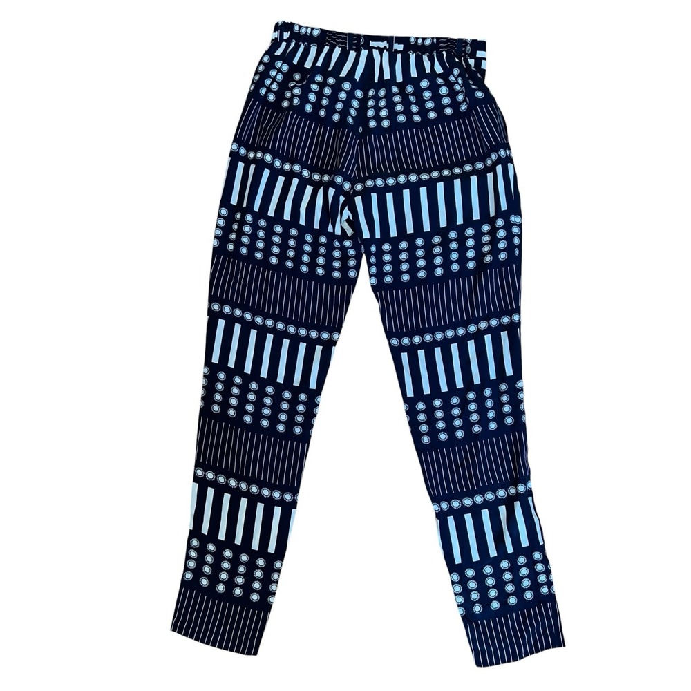 Steven Alan James Pants, Sun Dash Print Silk Navy Blue and White Graphic Size 4 - Picture 3 of 11